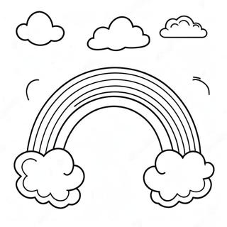 Kleurige Regenboog met Wolken Kleurplaat