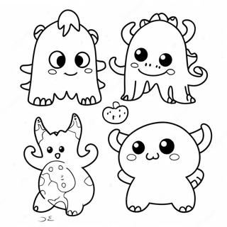 Schattige Mini Monsters Kleurplaat | Schattig Mini kleurplaat