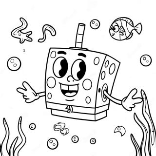 Kleurplaat van SpongeBob SquarePants onderwateravontuur | Nickelodeon kleurplaat