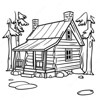 Rustieke Houten Cabin Kleurplaat | Hut kleurplaat