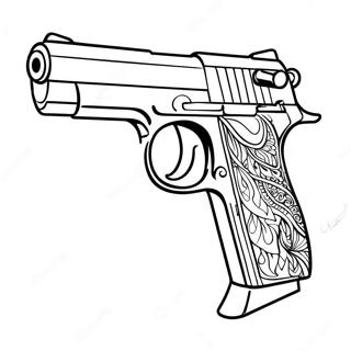 Realistische Handgun Kleurplaat | Pistool kleurplaat