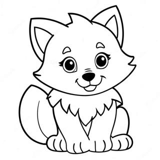 Kleurplaat van schattige Wolf Anime pup | Wolf Anime kleurplaat