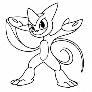 Kleurplaat van Greninja in gevechtspositie | Greninja kleurplaat