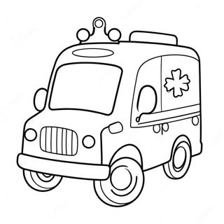 Schattige Cartoon Ambulance Kleurplaat | Ambulance kleurplaat