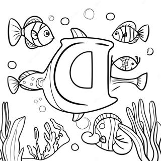 Onderwater Scène met Letter U Kleurplaat | Letter U kleurplaat