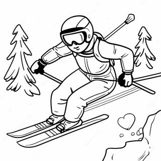 Skiën Kleurplaat | Skiën kleurplaat
