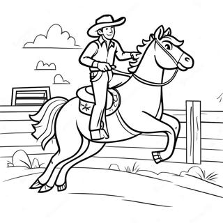 Cowboy op een Bucking Bronco Kleurplaat | Rodeo kleurplaat