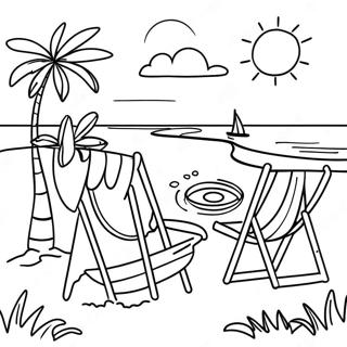 Zomer Strand Scene Kleurplaat | Juli kleurplaat