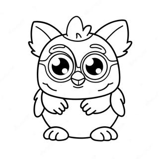 Schattige Furby met Grote Ogen Kleurplaat | Furby kleurplaat