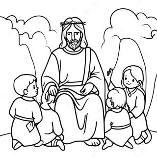Jezus met Kinderen Kleurplaat | Christen kleurplaat