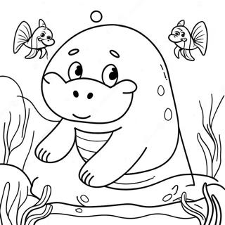 Blije Manatee met een Grote Glimlach Kleurplaat | Manatee kleurplaat