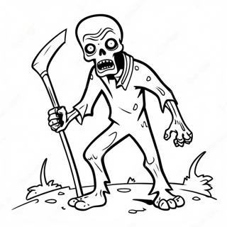 Eng Zombie met een Zeis Kleurplaat | Zombies 2 kleurplaat