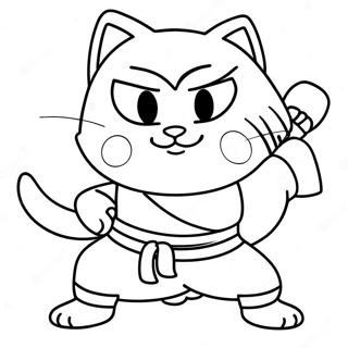 Avontuurlijke Kat Ninja Kleurplaat | Kat Ninja kleurplaat