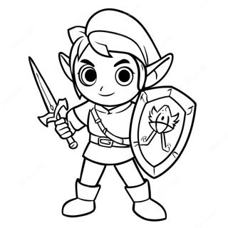 Link in Heroïsche Houding Kleurplaat | Zelda kleurplaat
