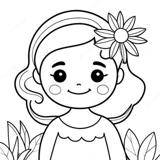 Schattige Megan met Bloemen Kleurplaat | Megan kleurplaat