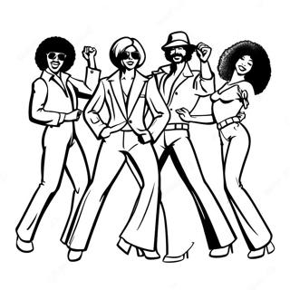 70s Funky Disco Dansers Kleurplaat | 70s kleurplaat