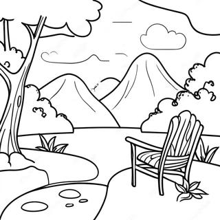Rustgevende Natuurscène Kleurplaat | Mindful kleurplaat