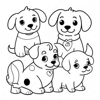 Schattige Pupstructie Honden Kleurplaat | Puppyconstructie kleurplaat