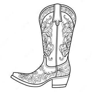 Decoratieve Cowboylaars Kleurplaat | Cowboylaars kleurplaat