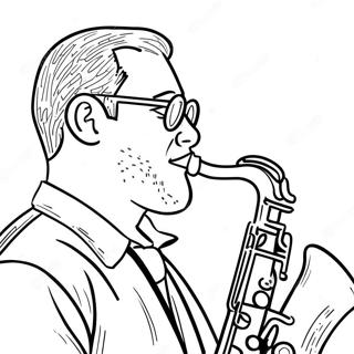 Saxofonist die Jazz Speelt Kleurplaat | Jazz kleurplaat