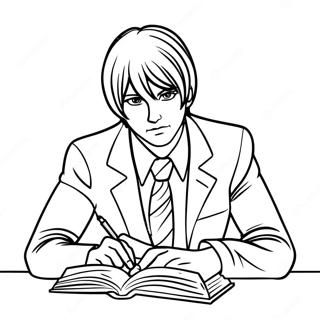 Light Yagami met Notitieboek Kleurplaat | Death Note kleurplaat