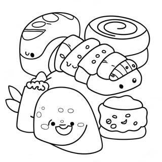 Schattige Sushi Rollen Kleurplaat | Sushi kleurplaat
