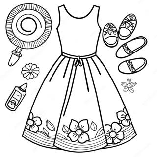 Kleurplaat van Kleurrijke Zomerjurk | Kleding kleurplaat