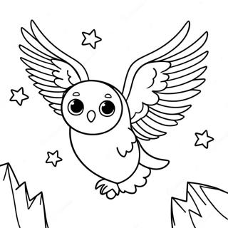 Hedwig Vliegend in de Nachtlucht Kleurplaat | Hedwig kleurplaat