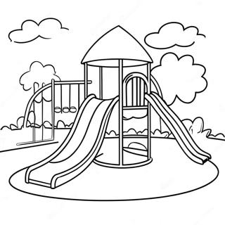 Kleurplaat van Speeltuinplezier | Speeltuin kleurplaat