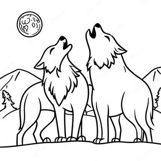 Timberwolves Die Naar de Maan Huilen Kleurplaat | Timberwolves kleurplaat