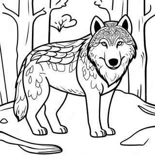 Realistische Timberwolf in het Bos Kleurplaat | Timberwolves kleurplaat