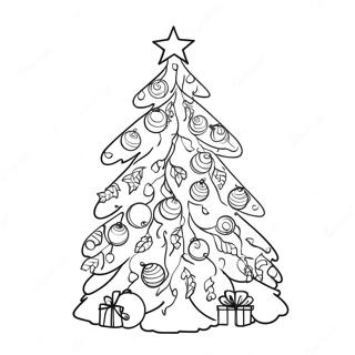 Yule Boom met Kleurige Versieringen Kleurplaat | Yule kleurplaat