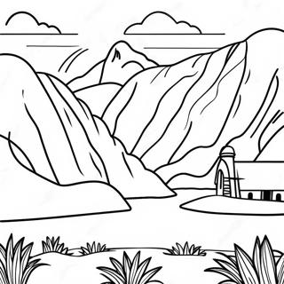 Peruaans landschap kleurplaat | Peru kleurplaat