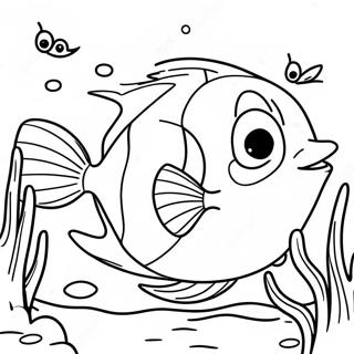 Blije Flounder Zwemmen Kleurplaat | Platvis kleurplaat