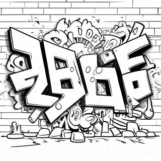 Kleurplaat van Kleurrijke Graffiti Muur | Graffiti kleurplaat