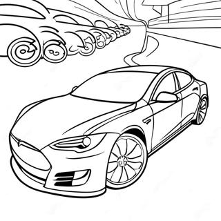 Tesla Model S Race Kleurplaat | Tesla kleurplaat