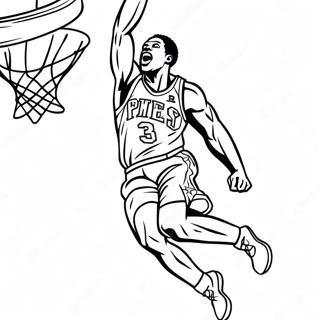 76ers Basketbalspeler Dunkend Kleurplaat | 76ers kleurplaat