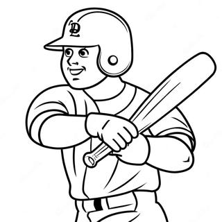 Dodgers Speler met Slag Kleurplaat | Dodgers kleurplaat