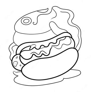 Schattige Cartoon Hotdog Kleurplaat | Hotdog kleurplaat
