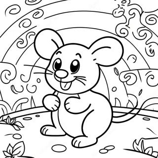 Blije Muis in een Kaasdoolhof Kleurplaat | Muis kleurplaat