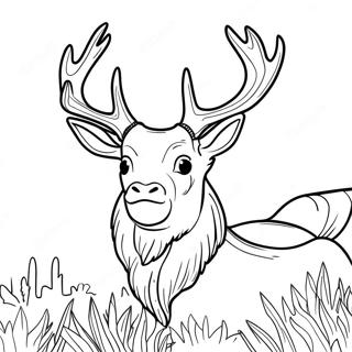 Majestueuze Buck met Geweien Kleurplaat | Buck kleurplaat