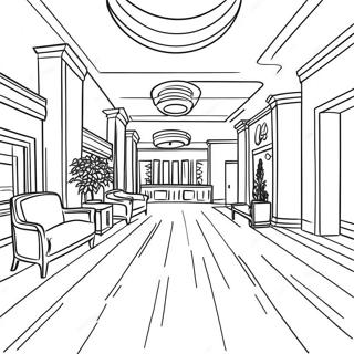 Kleurplaat van de hotelhal | Hotel kleurplaat