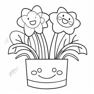 Schattige bloempot met een lachend gezicht kleurplaat | Bloempot kleurplaat