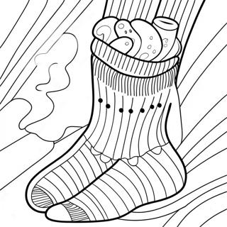 Gestreepte Sok Kleurplaat | Sok kleurplaat