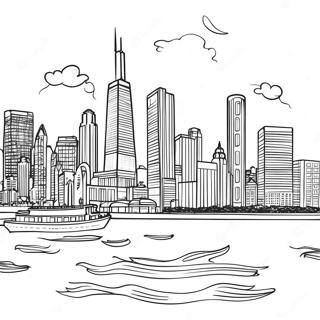 Chicago Skyline Kleurplaat | Chicago kleurplaat