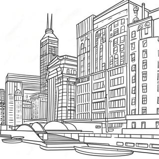 Kleurrijke Chicago Architectuur Kleurplaat | Chicago kleurplaat