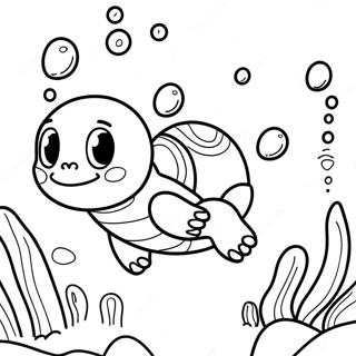 Squirtle Zwemmen in de Oceaan Kleurplaat | Squirtle kleurplaat
