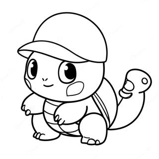 Schattige Squirtle met een Hoed Kleurplaat | Squirtle kleurplaat