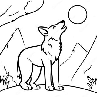 Coyote Die Naar de Maan Huilt Kleurplaat | Coyote kleurplaat