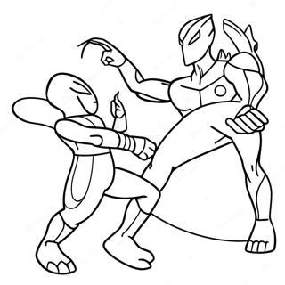 Ultraman Vecht Tegen Alien Monster Kleurplaat | Ultraman kleurplaat